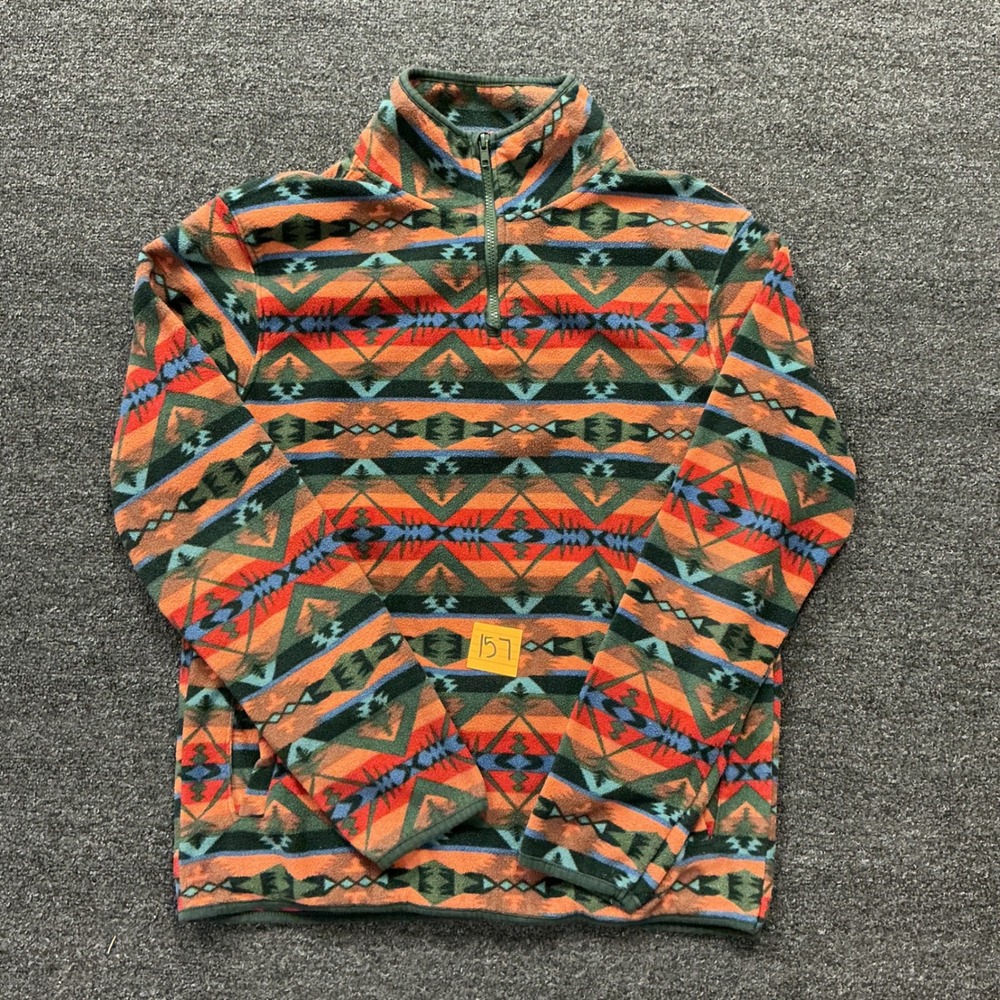 MBX Premium Goods Mens Large Aztec Southwestern Fleece Quarter Zip Pullover